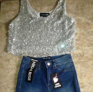 Sparkly silver top